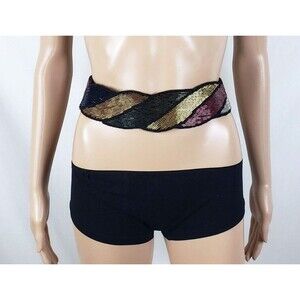 Vintage La Regale Beaded Waist Belt Small Handmade Statement Piece Disco